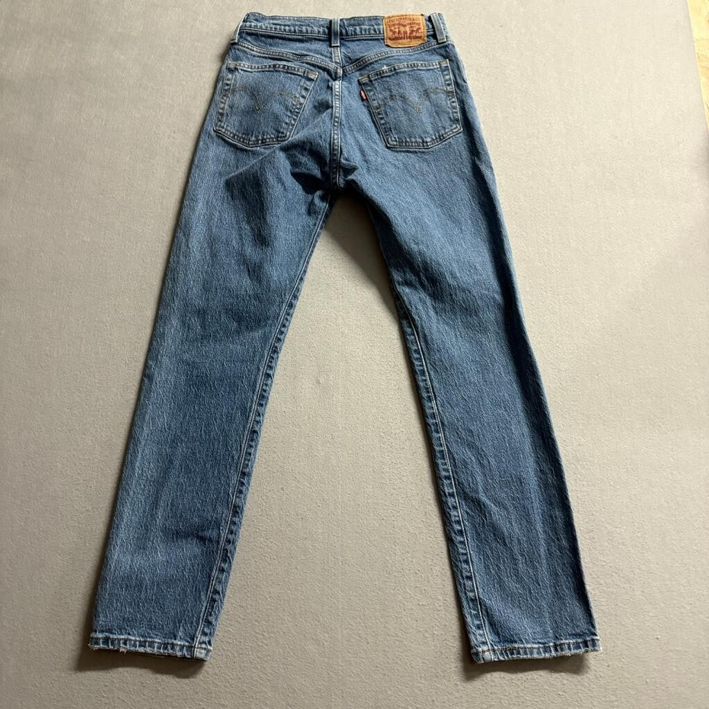 Levis 501 Original Fit Jeans Womens W26 L30 Blue Denim Button Fly Stretch