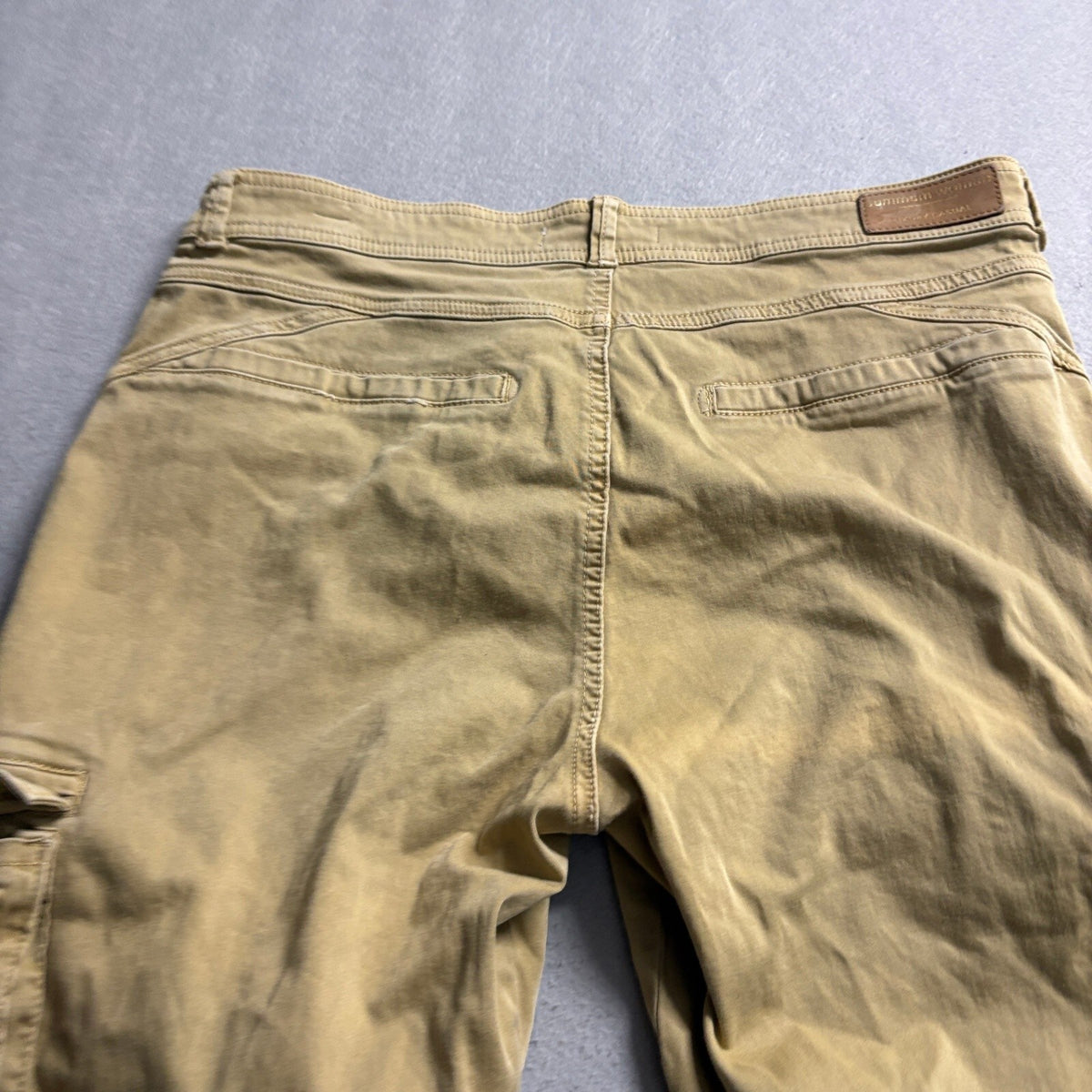 Summum Woman Cargo Pants Size EU 42 US 10 Tan Khaki Raw Hem Stretch Utility