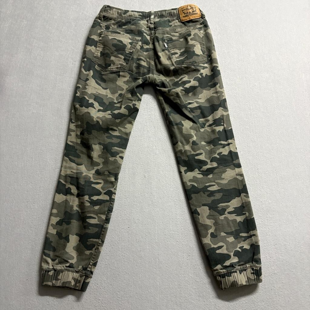 Levi's Boys Camo Jogger Pants Size L 12-13 Years Green Camouflage Stretch
