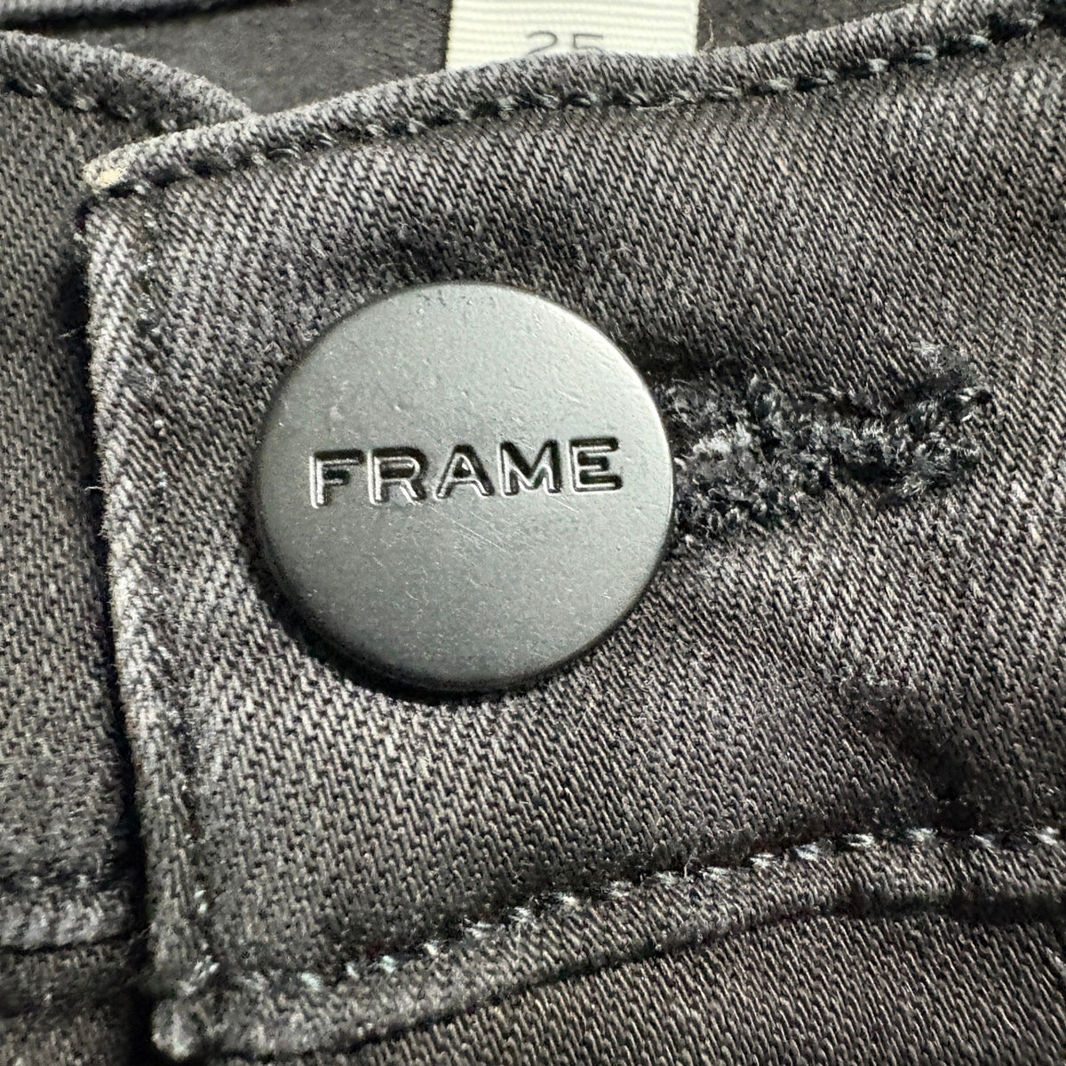 FRAME Le Skinny De Jeanne Jeans Womens 25 Black Raw Raw Hem Ankle Denim Stretch