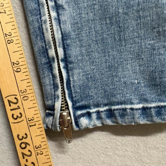 PacSun Skinny Jogger Jeans Womens Medium Blue Denim Ankle Zip Drawstring Elastic