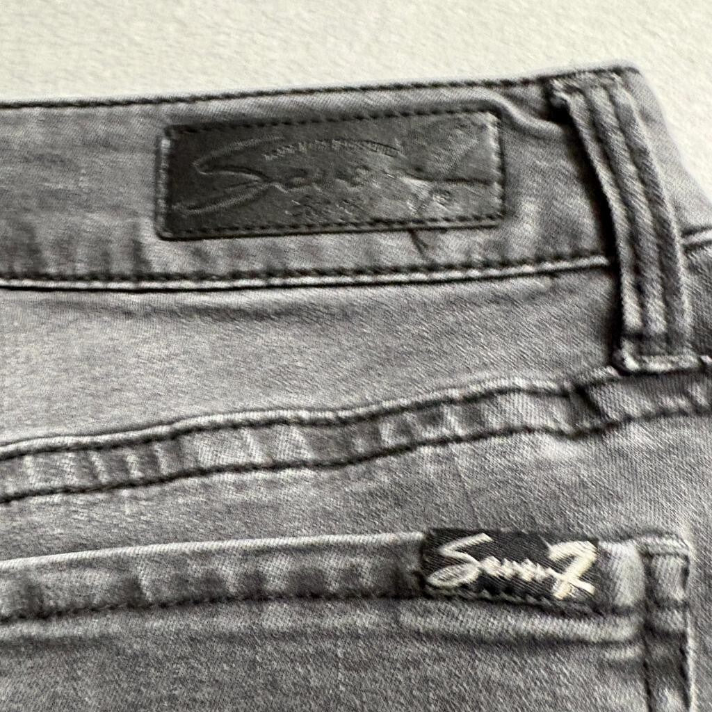 Seven7 Womens Gray Embroidered Floral Skinny Jeans Size 6 Stretch Denim