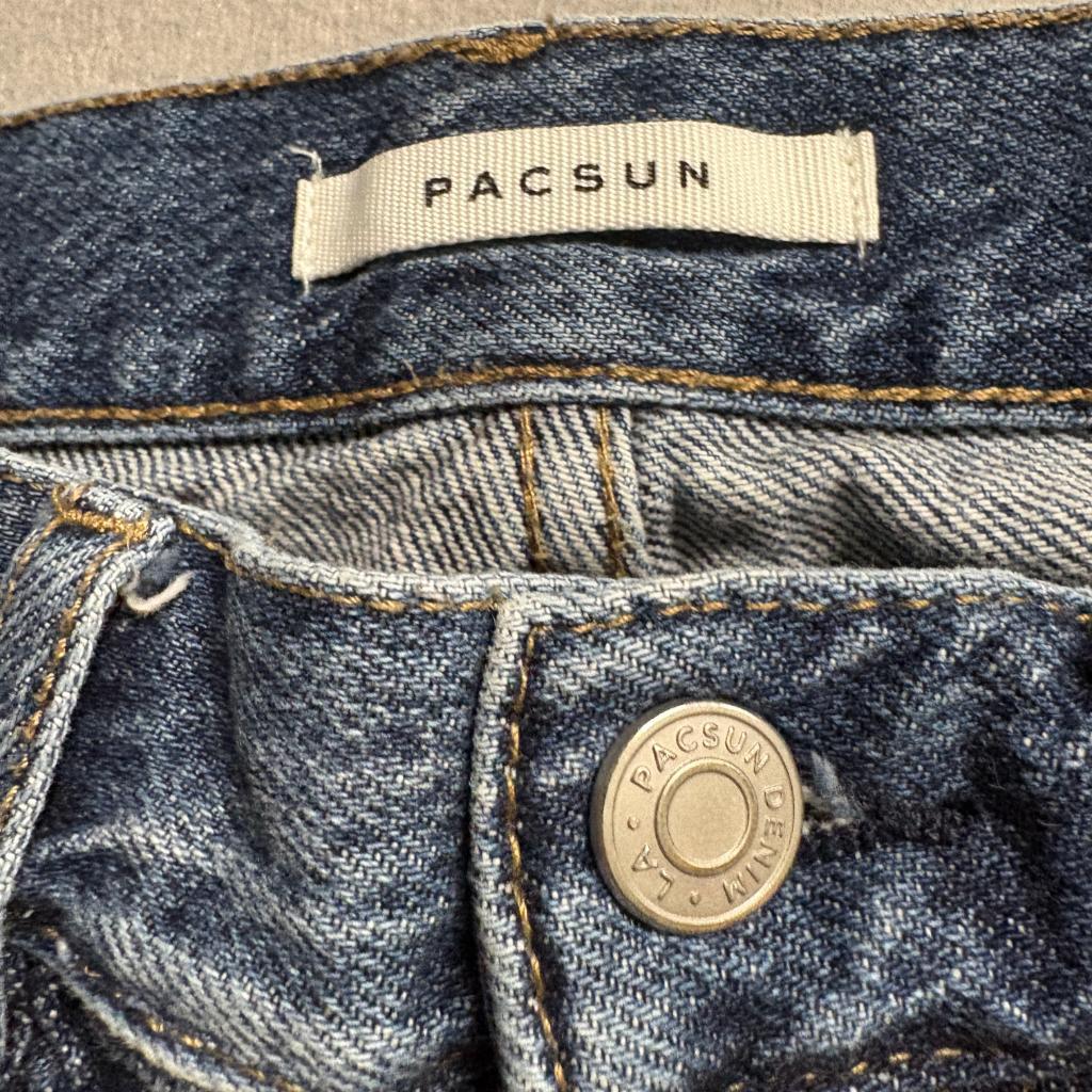 PacSun Distressed Mom Jeans Womens 24 Blue Denim High Rise Ripped Knee Cotton