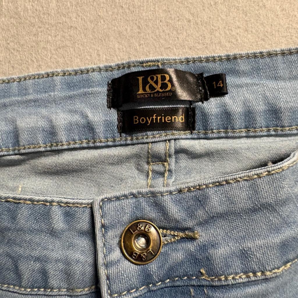 Lucky and Blessed L&B Serape Flare Jeans Womens 14 Light Wash Denim Bell Bottoms
