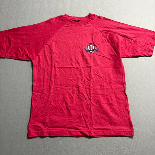 Vintage IOU T-Shirt Mens Large Pink Fashion Network Raglan Single Stitch 1991