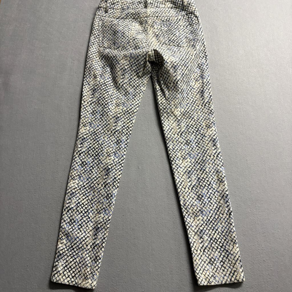 J.McLaughlin Womens Pants Size 2 Blue Beige Snakeskin Print Cotton Stretch Slim
