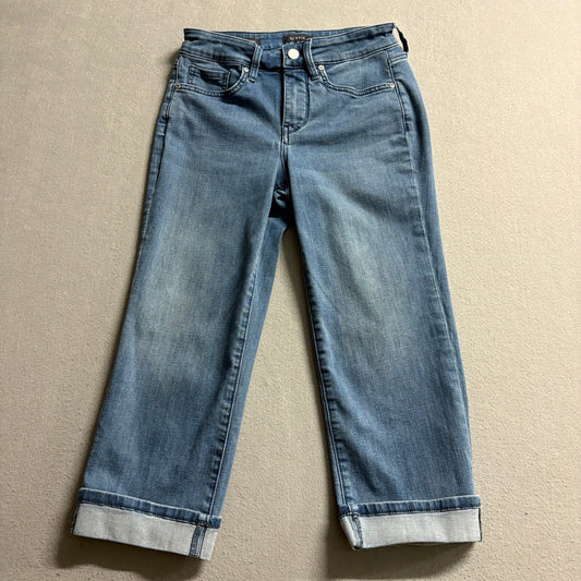 NYDJ Marilyn Straight Jeans Womens Size 0 Blue Lift Tuck Cool Embrace Cuffed