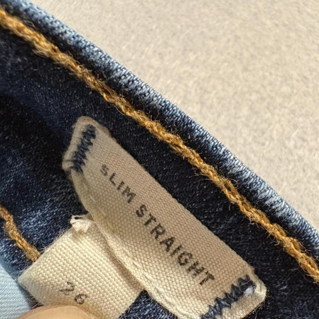 Madewell Slim Straight Jeans Womens 26 Blue Denim Stretch Mid Rise