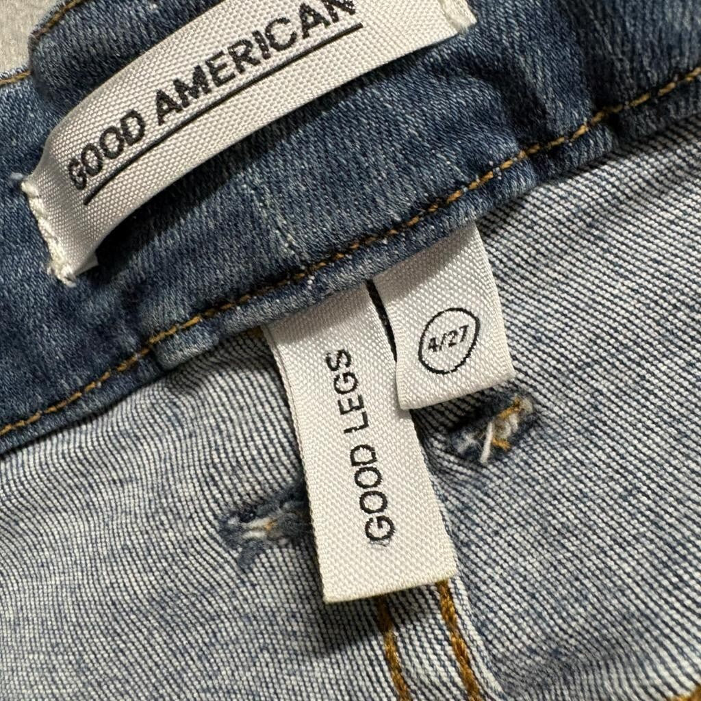 Good American Good Legs Distressed Skinny Jeans Womens Size 4/27 Blue Stretch