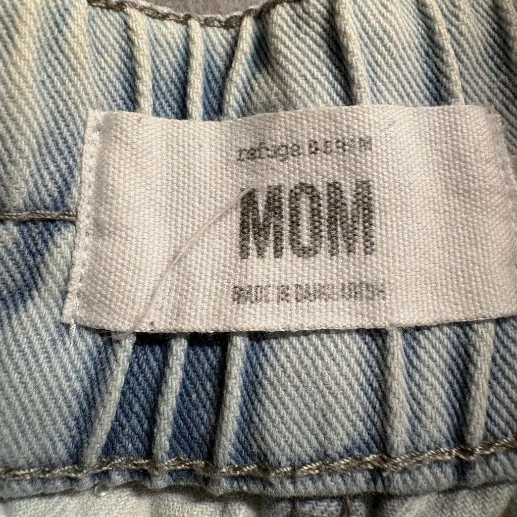 Refuge Denim Mom Jeans Womens Small Light Wash Distressed Elastic Waist