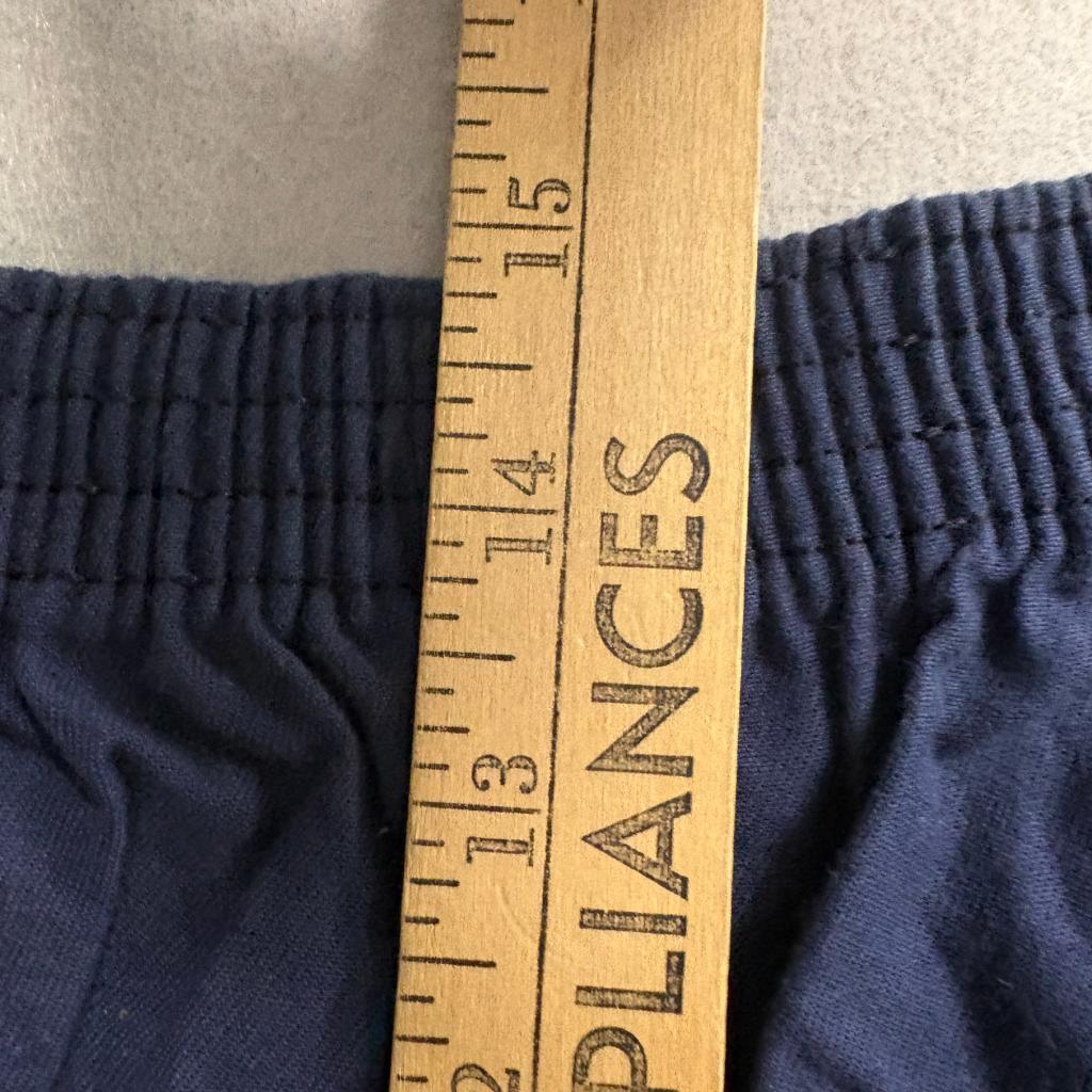 Vintage Key Elements Mens Large Navy Blue White Stripe Athletic Shorts Made in