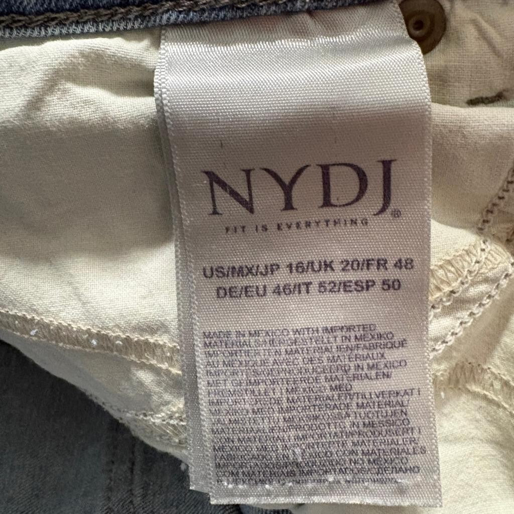 NYDJ Marilyn Straight Crop Jeans Womens 16 Blue Lift Tuck Denim Capris