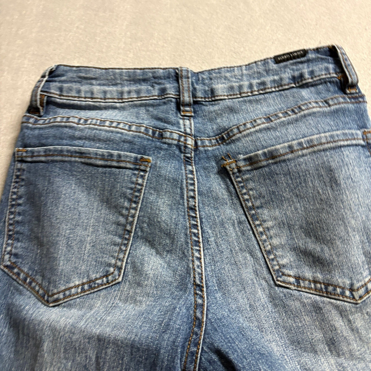Almost Famous High Rise Flare Jeans Womens Size 3 Distressed Frayed Raw Hem Blue