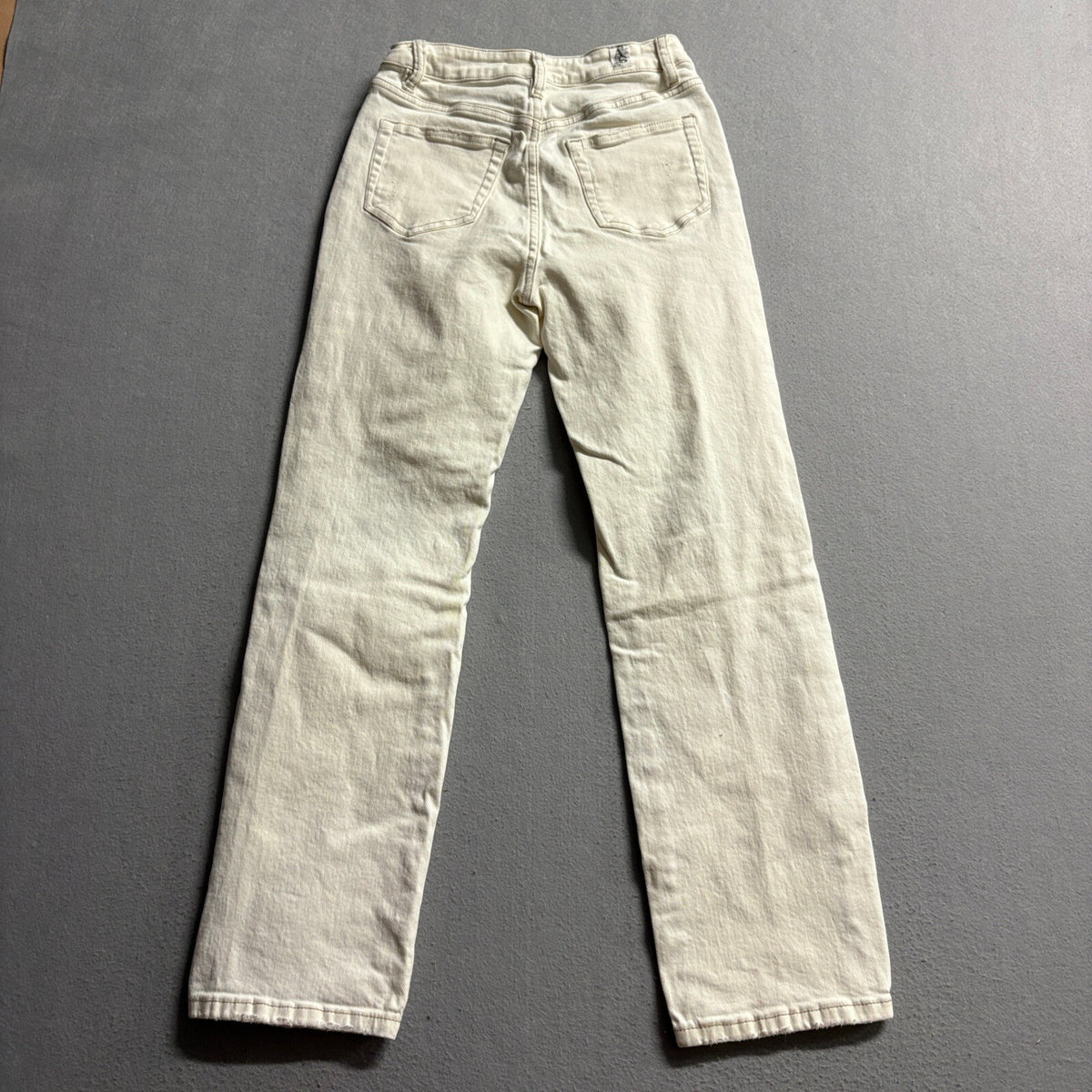Altar'd State Distressed Jeans Womens 24 Ivory Cream Ripped Straight Leg Denim