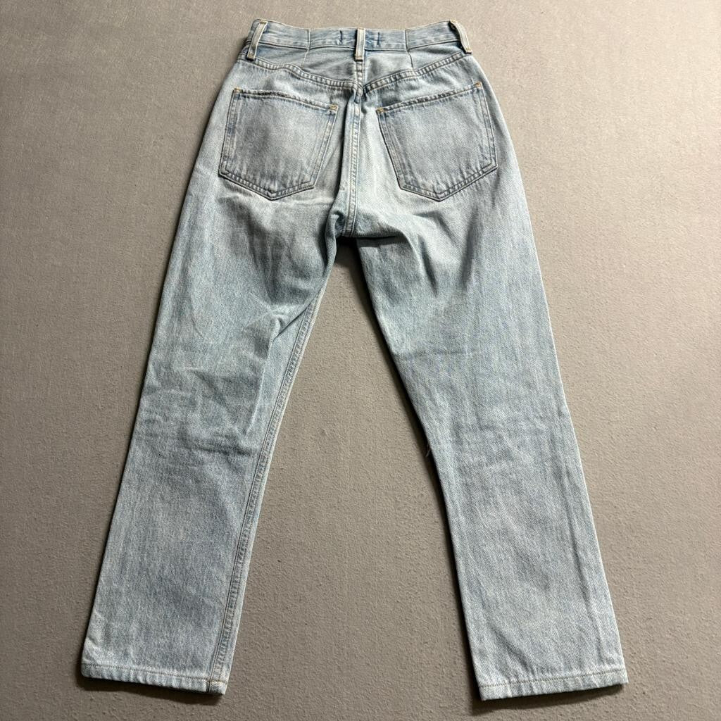 AGOLDE Riley High Rise Straight Crop Jeans Womens 23 Light Wash Distressed
