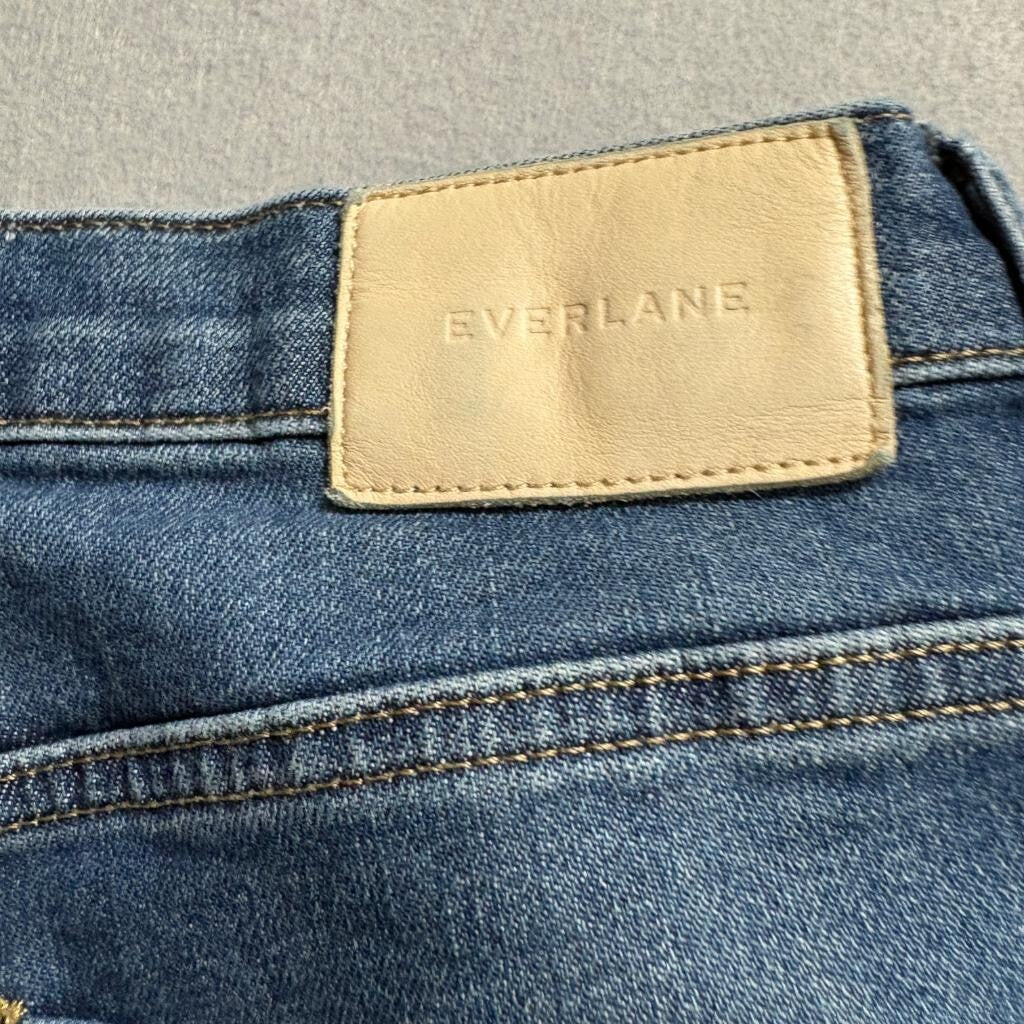 Everlane The Cheeky Bootcut Jeans Womens 28 Blue Denim High Rise Raw Hem Stretch