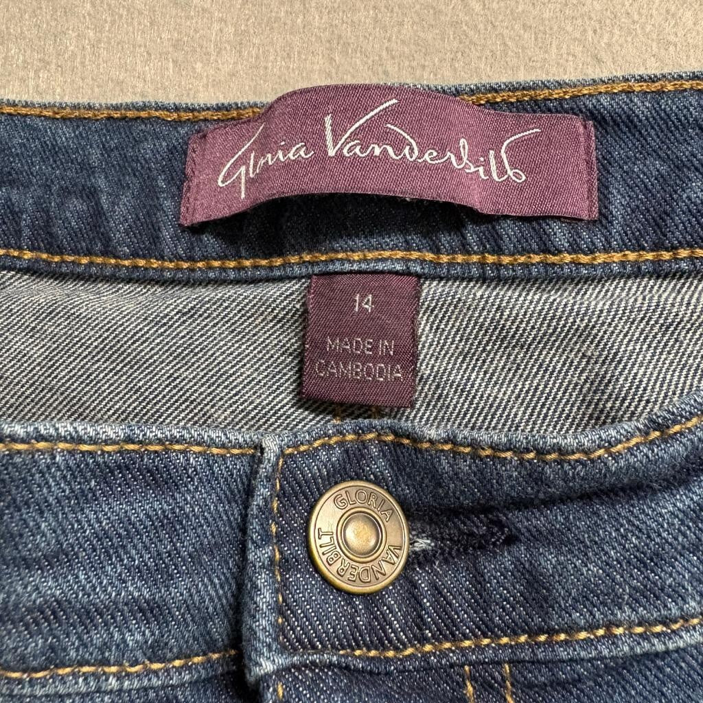 Gloria Vanderbilt Boyfriend Jeans Womens 14 Medium Wash Blue Stretch Denim