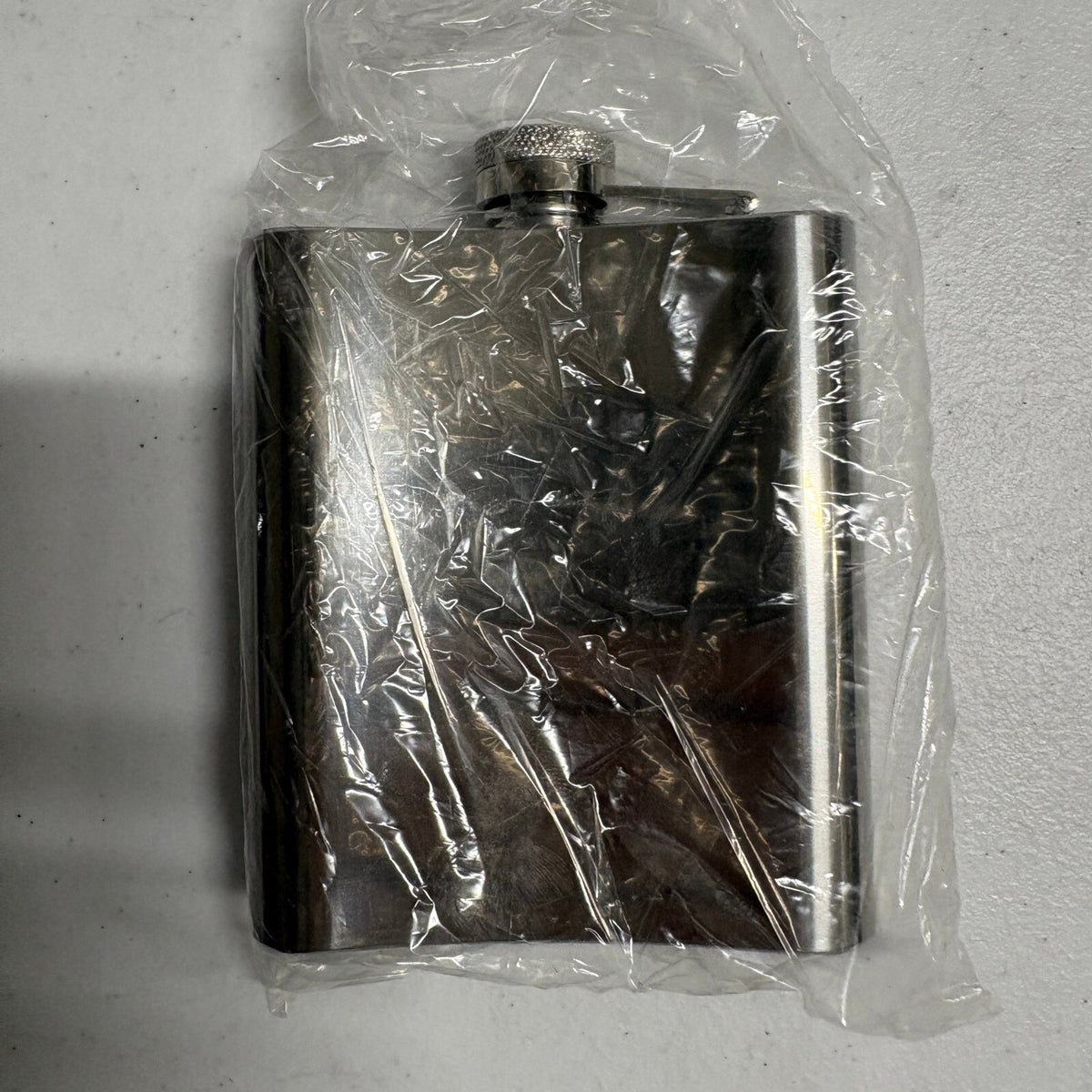 Stainless Steel 8 oz Hip Flask Oval Engraving Plate Silver Pocket Liquor Flask