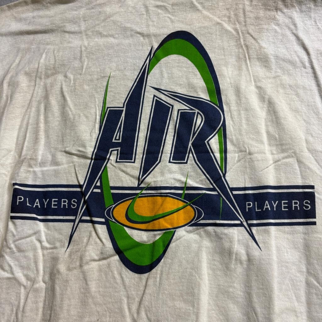 Vintage Tultex Nike Air Players T-Shirt Mens XL White Graphic Tee 90s Bootleg