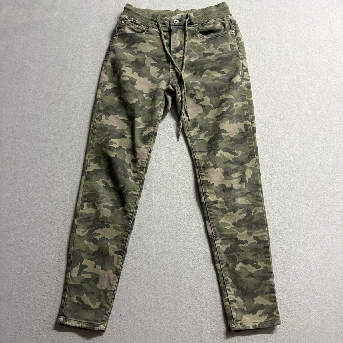 Denim Co Camouflage Jogger Jeans Womens XS Green Camo Drawstring Waist Skinny