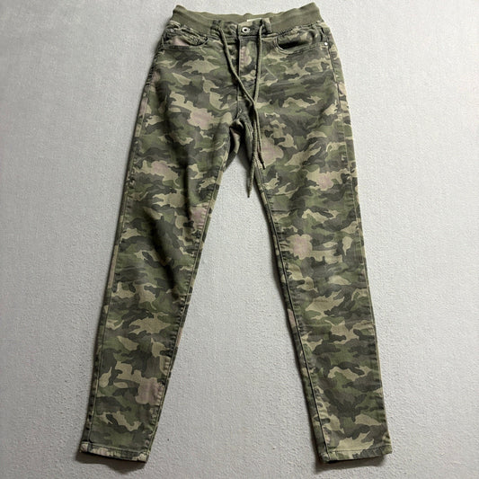 Denim Co Camouflage Jogger Jeans Womens XS Green Camo Drawstring Waist Skinny