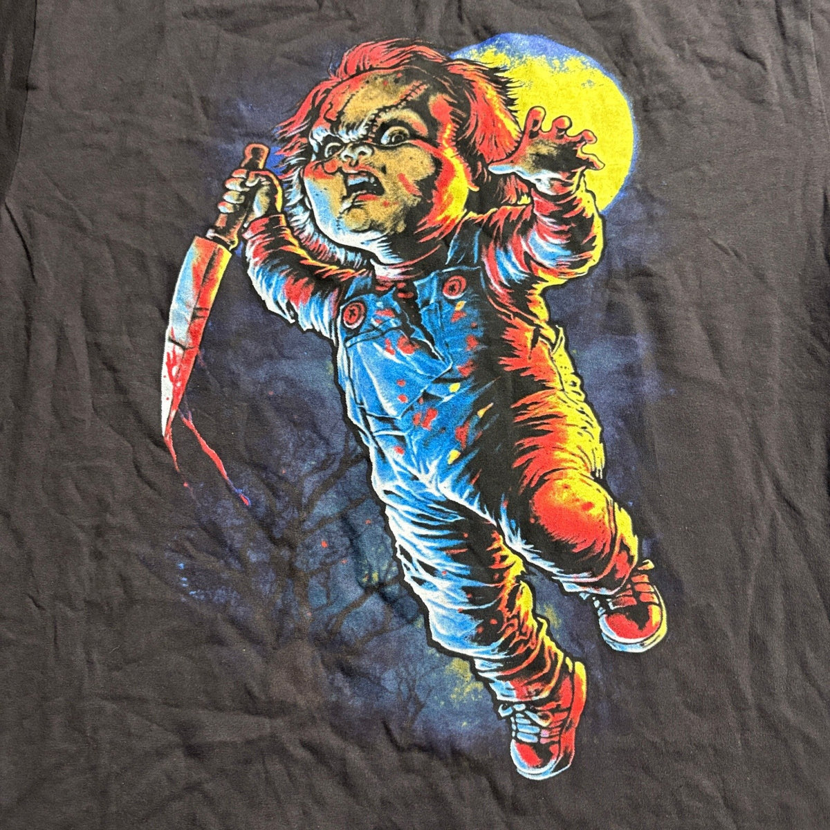 Chucky Child's Play Horror Movie Graphic T-Shirt Mens Large Black Player Tees