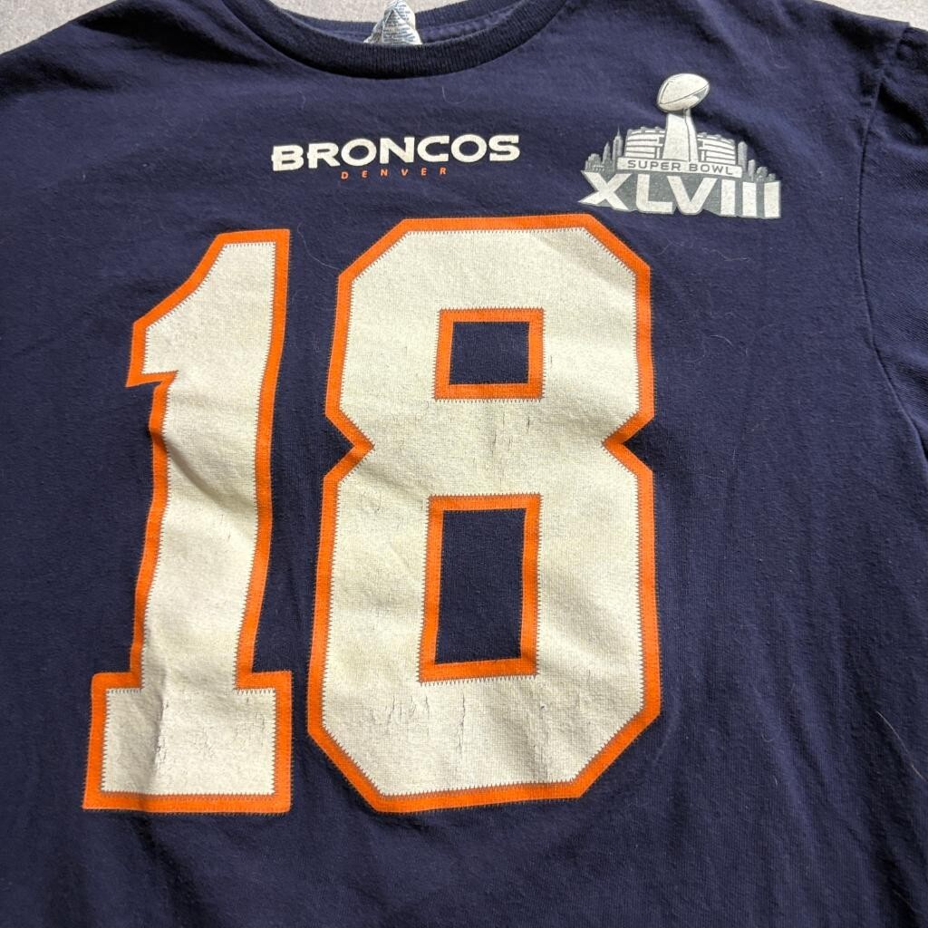 Peyton Manning Denver Broncos Super Bowl XLVIII Delta T-Shirt Mens Medium Navy