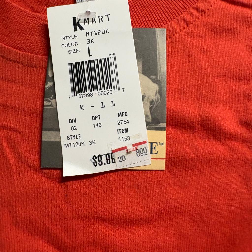 Vintage Benchline Pocket T-Shirt Mens XL Orange Blank Single Stitch Kmart NWT