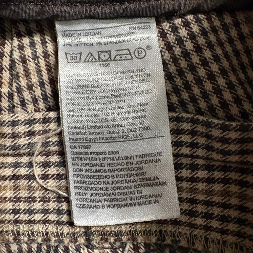 Banana Republic Houndstooth Flare Pants Womens Size 4 Brown Plaid Stretch