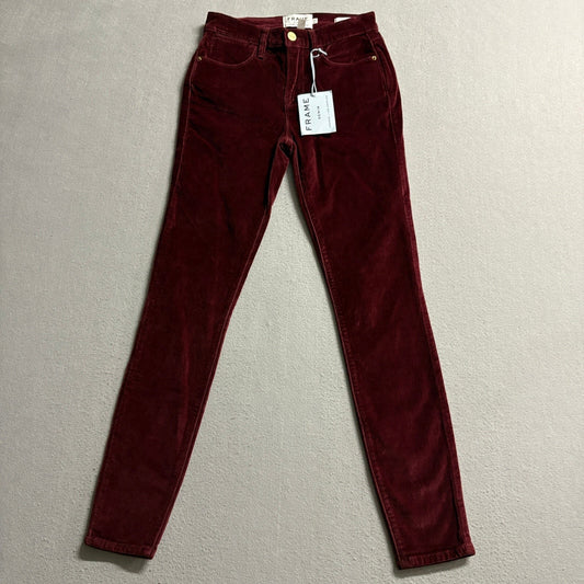 Frame Denim Le High Skinny Velvet Pants Womens 23 Burgundy Pinot Red Corduroy
