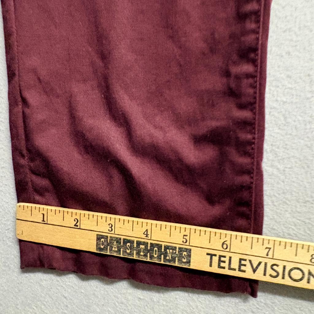 Guess Chino Pants Mens 34x32 Burgundy Red Slim Fit Flat Front Cotton Stretch