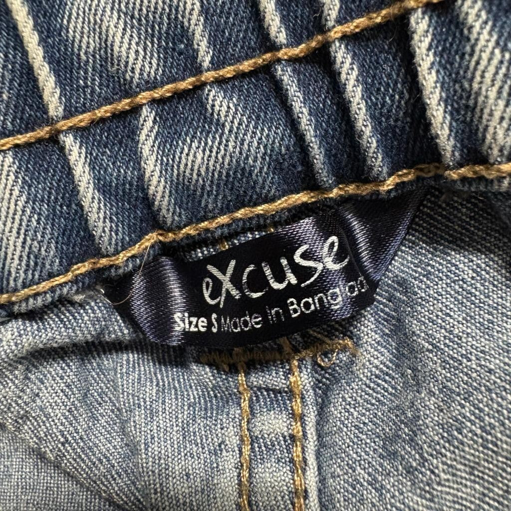 Excuse Girls Blue Cargo Jeans Size S Elastic Waist Straight Leg Denim Utility