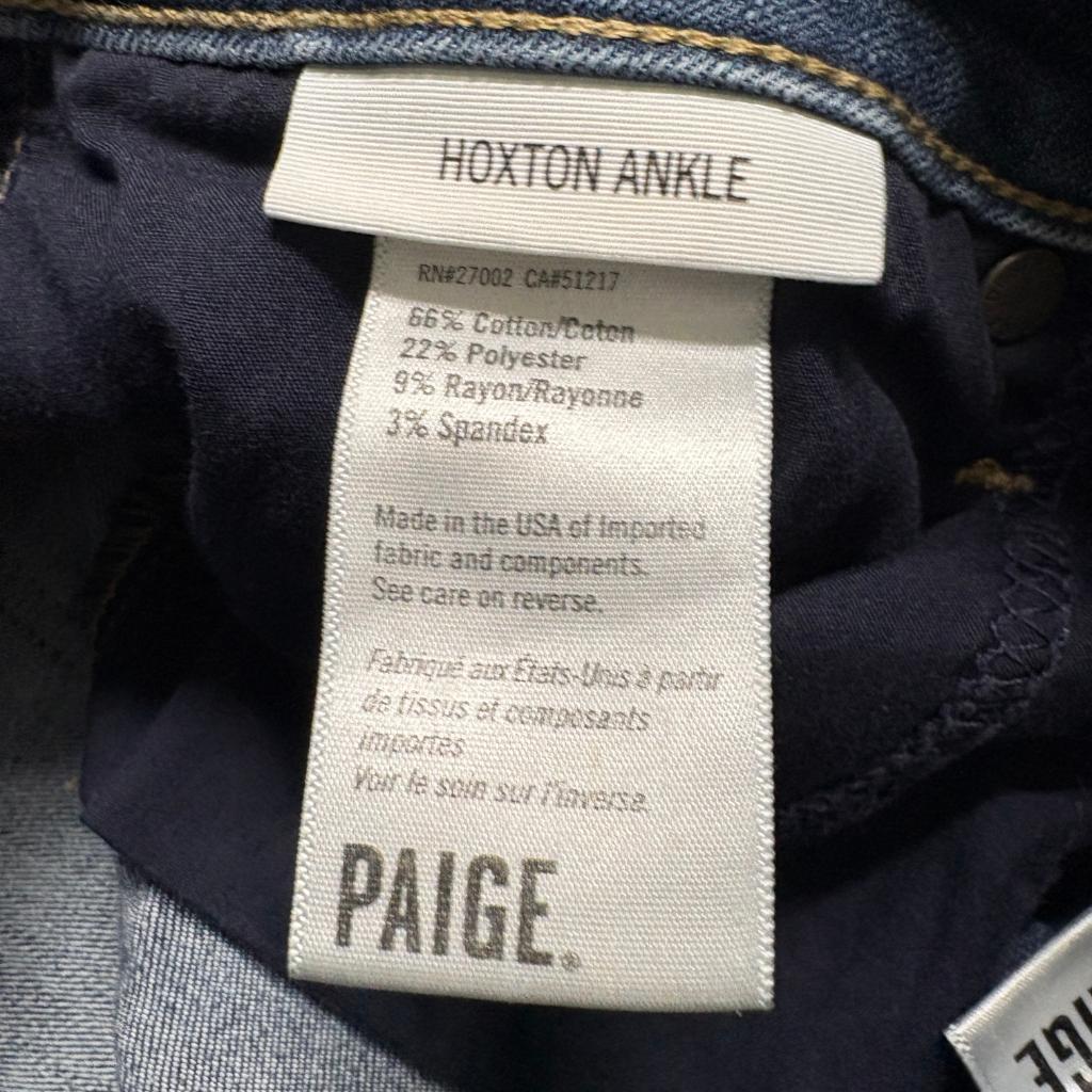 Paige Hoxton Ankle Skinny Jeans Womens Size 27 Blue Denim Raw Hem Stretch