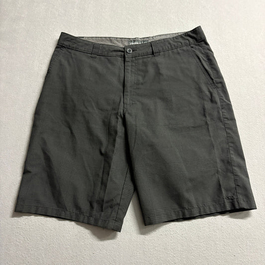 ONeill Hybrid Shorts Mens 36 Gray Plaid Boardshorts Walkshorts Polyester Blend