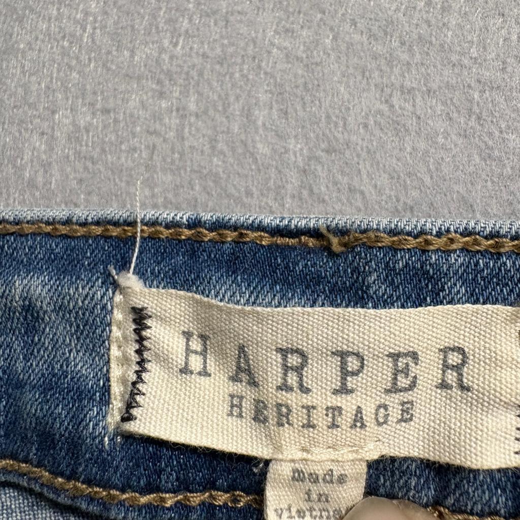 Harper Heritage High Rise Kick Crop Jeans Womens Size 28 Blue Raw Hem Stretch