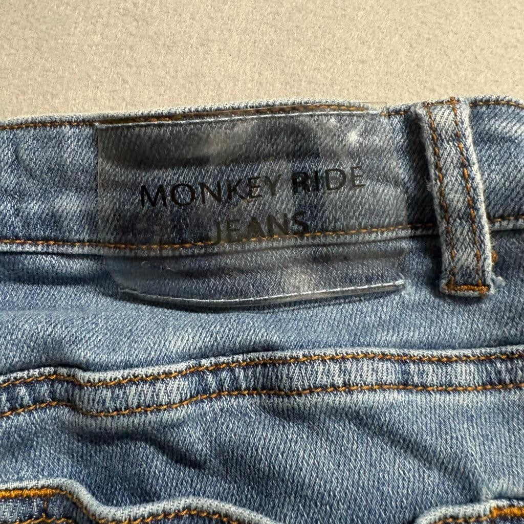 Monkey Ride Jeans Womens 9/29 Distressed Ripped Skinny Blue Denim Cropped