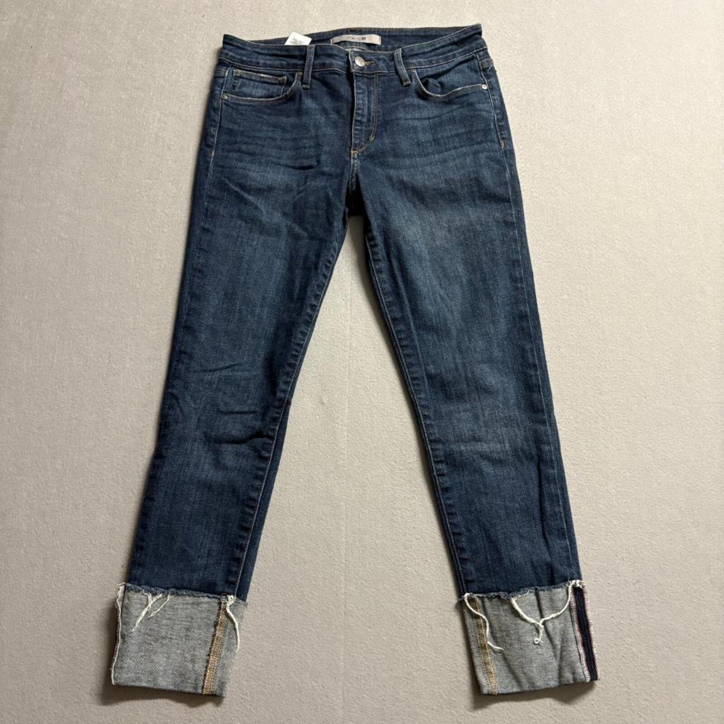 Joe's Jeans Cuff Crop Women 28 Blue Denim Stretch Raw Hem Cuffed Cropped Jeans