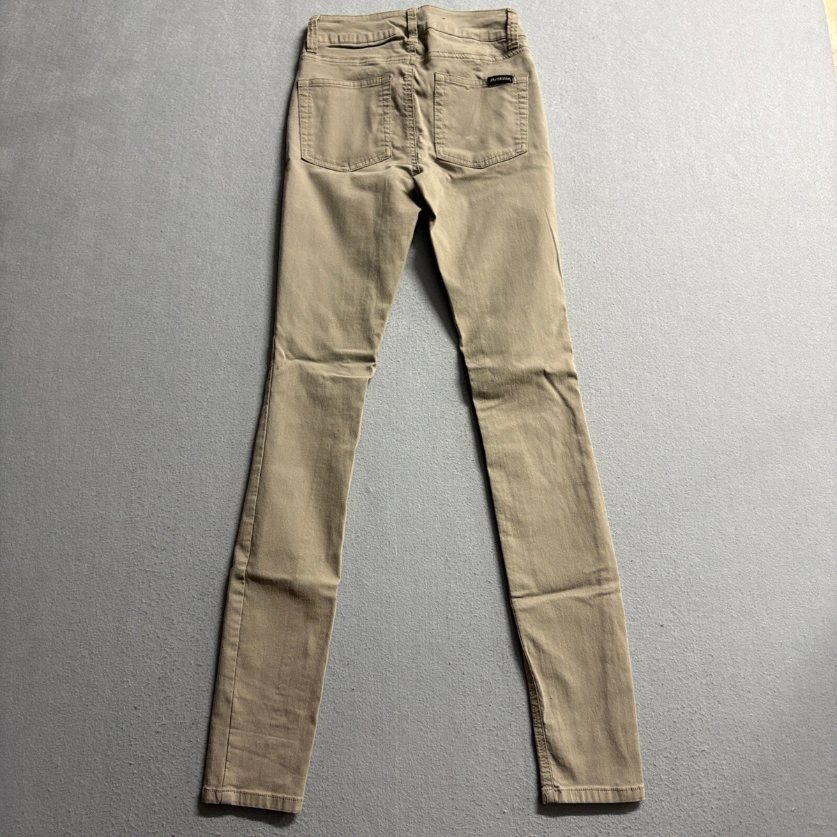Dickies Skinny Pants Womens 0/24 Khaki Tan Stretch Rayon Blend Work Casual