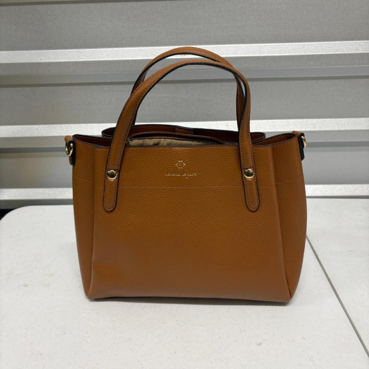 Nanette Lepore Women's Brown Pebbled Faux Leather Satchel Shoulder Bag Medium