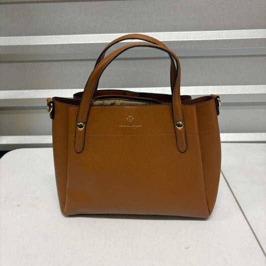 Nanette Lepore Women's Brown Pebbled Faux Leather Satchel Shoulder Bag Medium