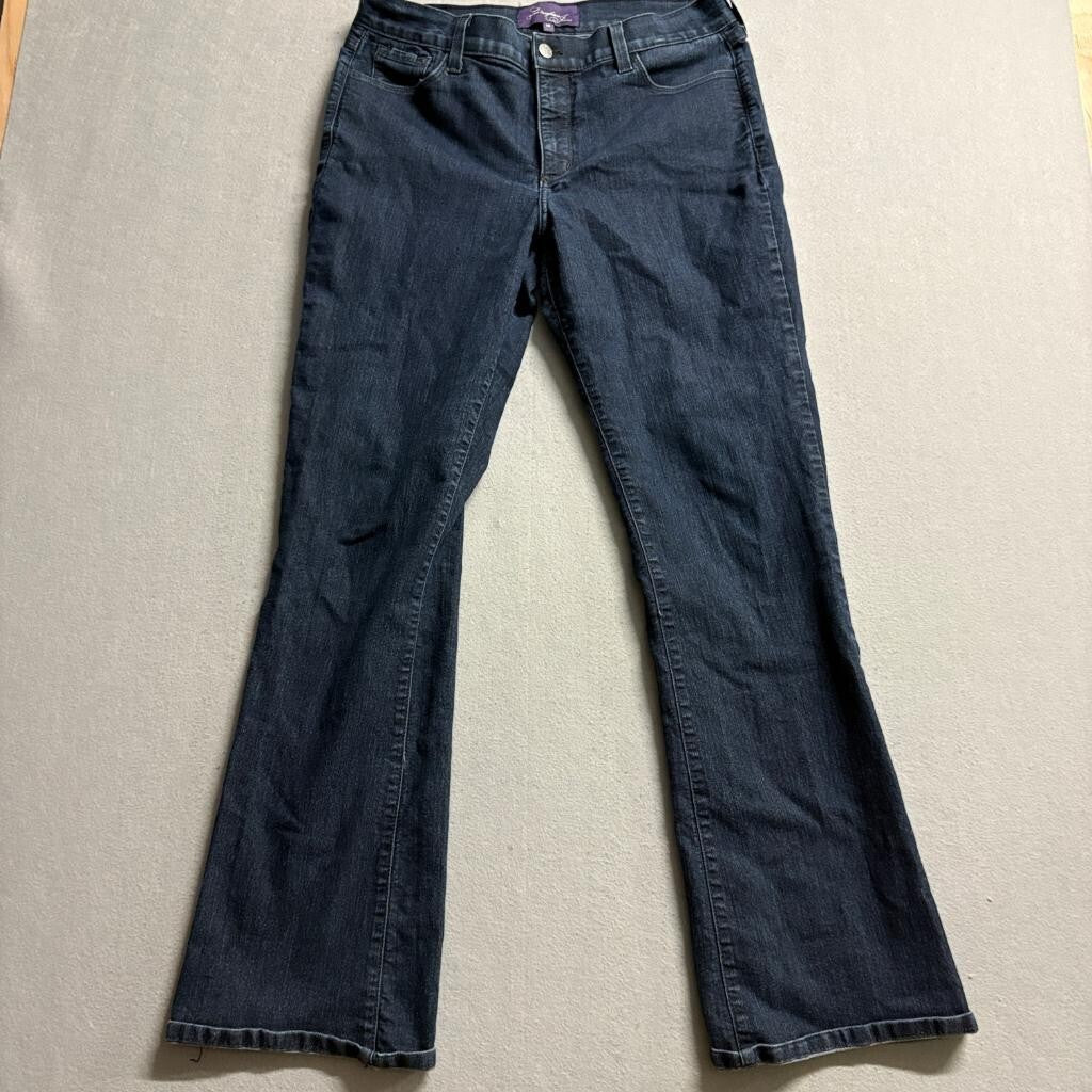 NYDJ Not Your Daughters Jeans Womens 14 Blue Denim Lift Tuck Bootcut Rhinestone