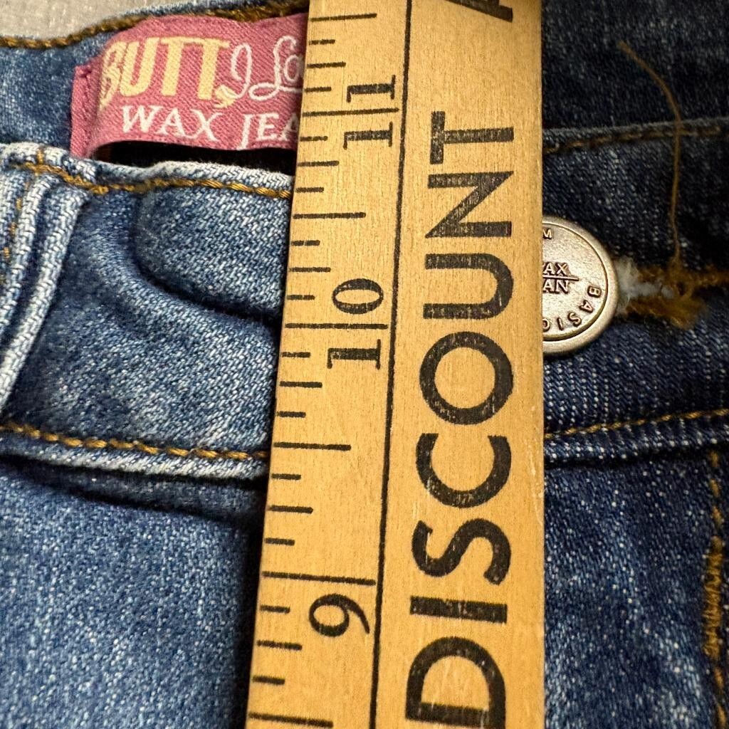 Wax Jean Butt I Love You Skinny Jeans Womens Size 7 Medium Wash Distressed Denim