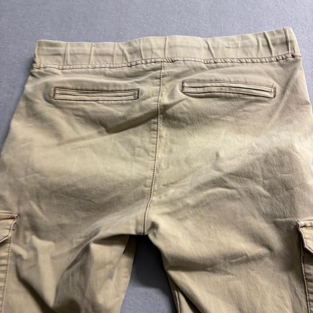 Unbranded Women Khaki Cargo Capri Pants Size M Drawstring Waist Utility Crop