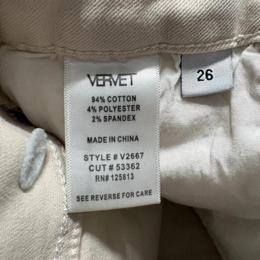 Vervet Los Angeles Jeans Womens 26 Beige High Rise Straight Leg Denim V2667