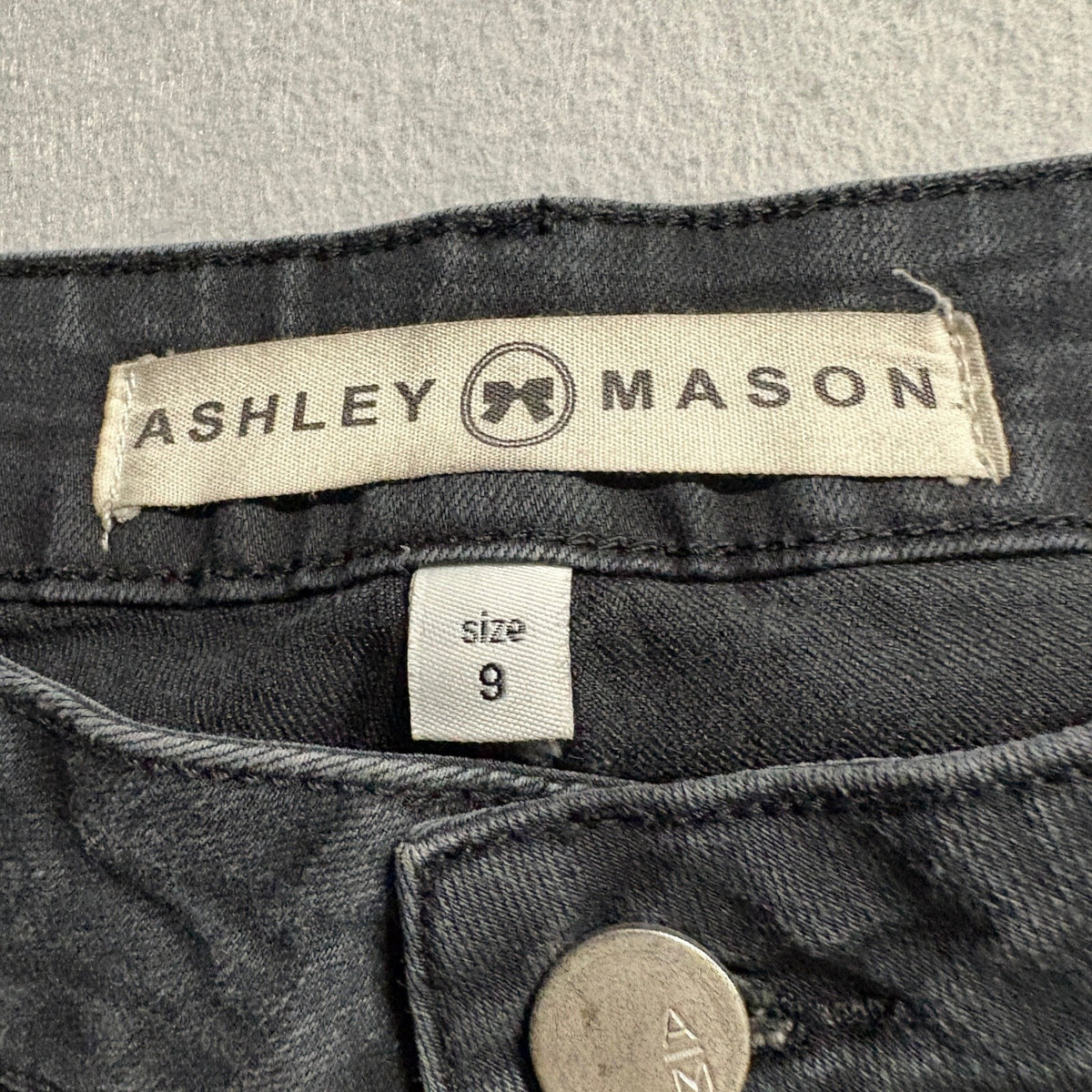 Ashley Mason Womens Studded Frayed Hem Ankle Jeans Black Size 9 Stretch Denim