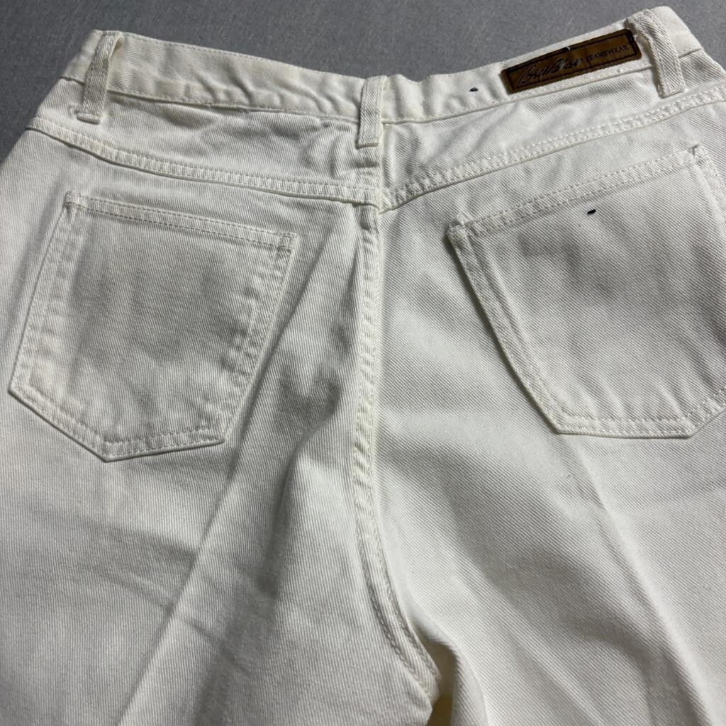 Bill Blass Jeans Womens 12P White Denim High Rise Straight Leg Easy Fit Vintage