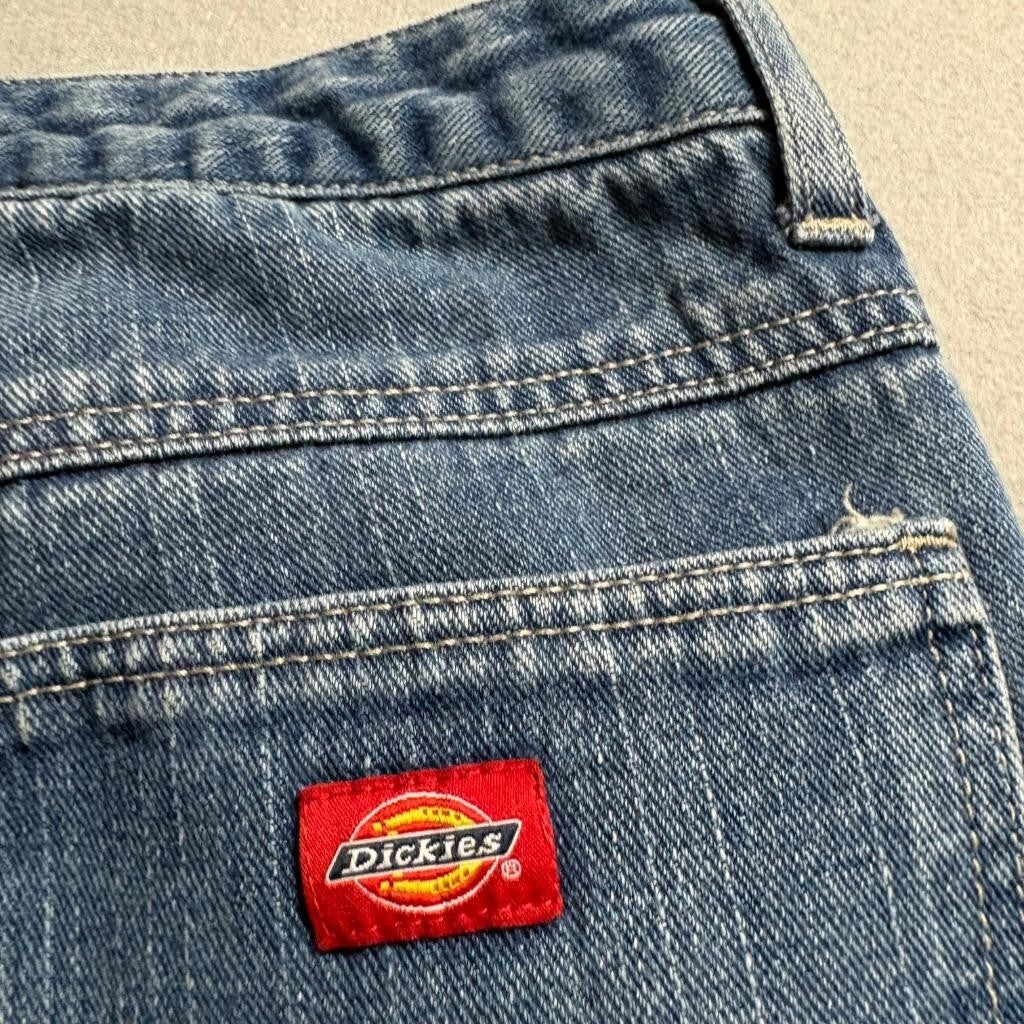 Dickies Flannel Lined Jeans Womens 6 Medium Wash Denim Straight Leg Red Plaid