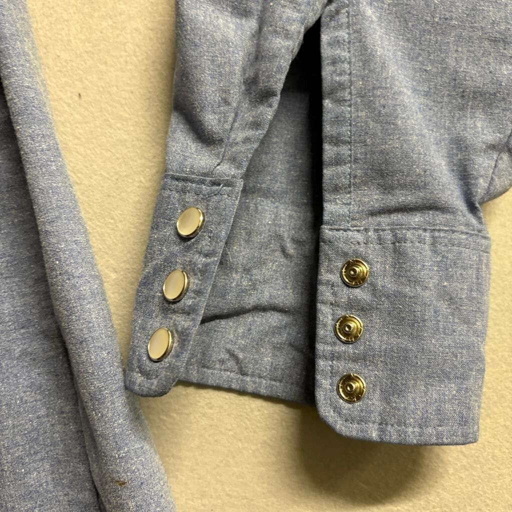 Vintage Winchester Western Shirt Mens 2XLT Blue Chambray Pearl Snap Long Sleeve