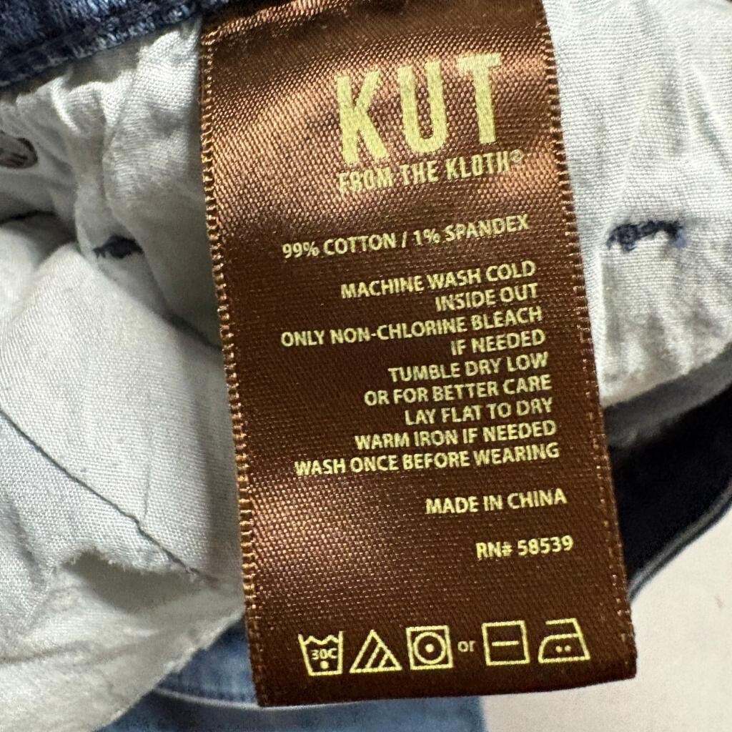 Kut from the Kloth Jeans Womens 10 Blue Denim Stretch Straight Leg Cuffed