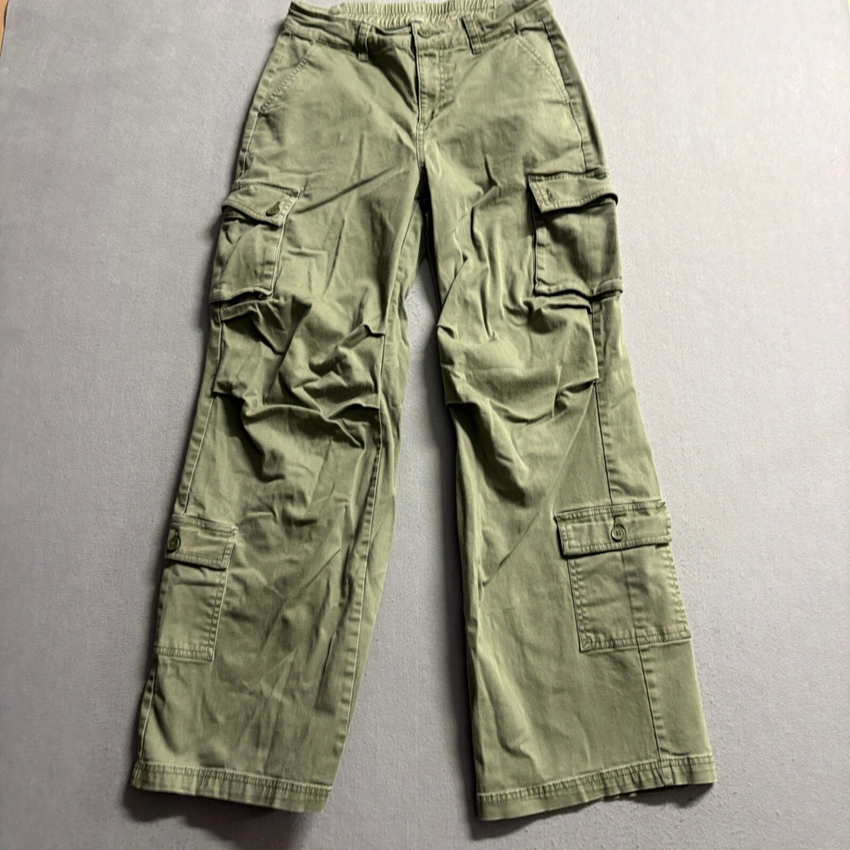 Wild Fable Womens Cargo Pants Size S Green Cotton Blend Wide Leg High Rise